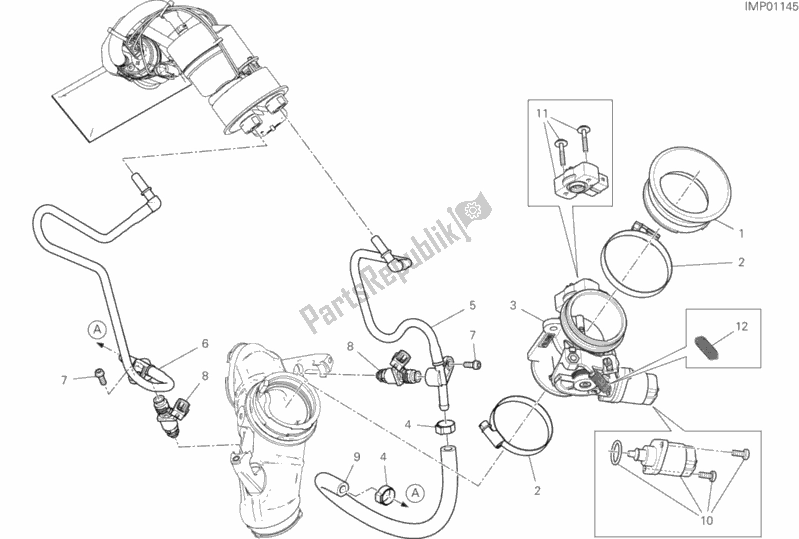All parts for the Throttle Body of the Ducati Scrambler Flat Track Thailand USA 803 2019